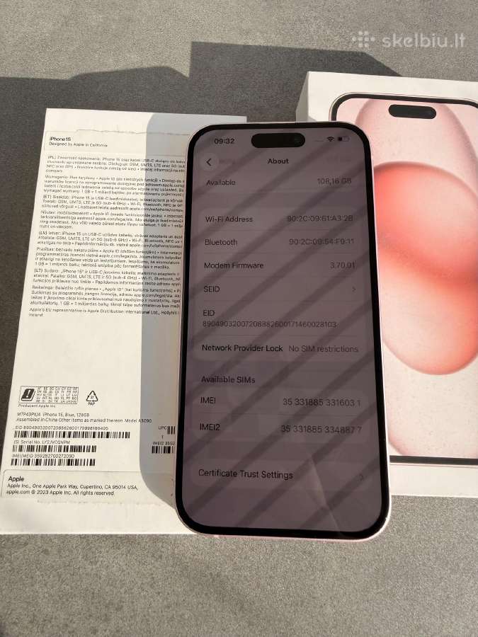 iPhone 15 pink 128gb 85% baterija - nuotraukos Nr. 6