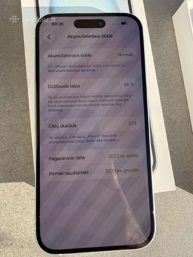iPhone 15 blue 128gb 86% baterija - nuotraukos Nr. 7