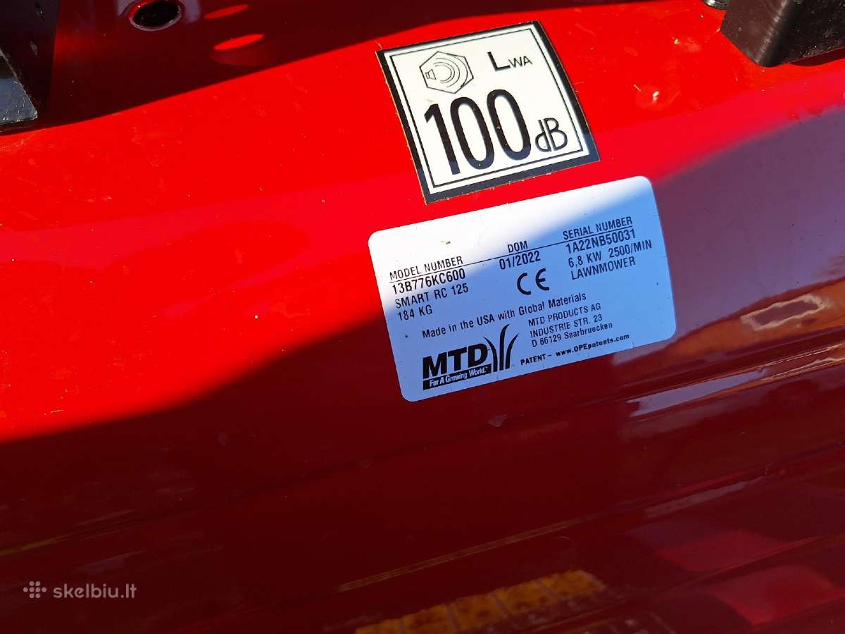 Mtd Smart Rc125 2022 Sodo traktoriukas tvarkingas - nuotraukos Nr. 11