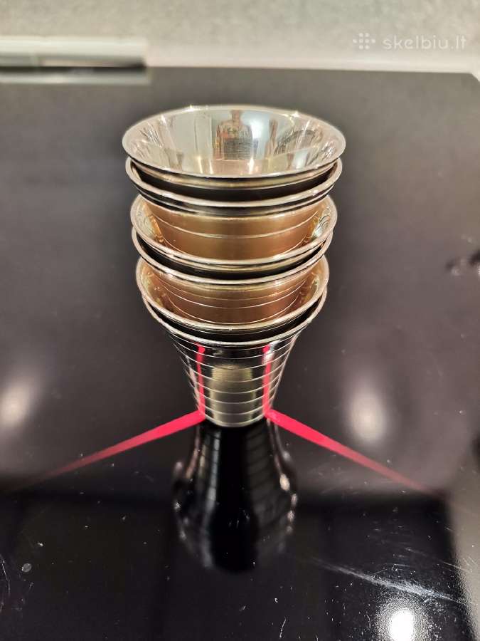Sidabro spalvos metalinės taurelės 6 vnt. - nuotraukos Nr. 2