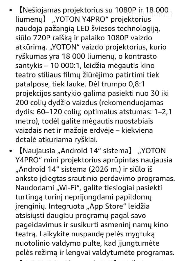 Mini projektorius Yoton Y4 - nuotraukos Nr. 4