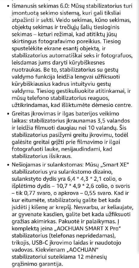 Aochuan smart xe telefono stabilizatorius - nuotraukos Nr. 6