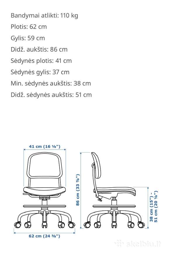 Vaikiška ofiso kėdė Ikea Vimund . - nuotraukos Nr. 4