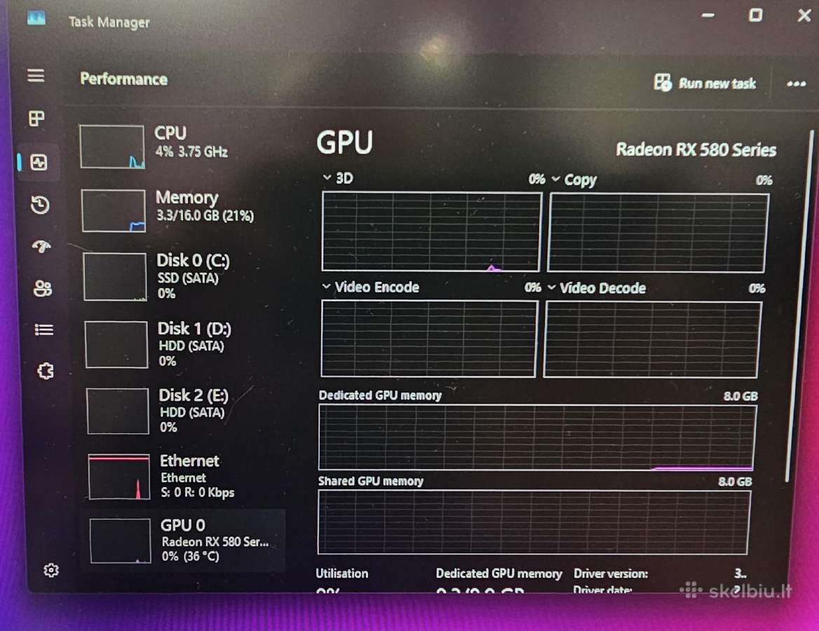 I5 7500/gpu Rx580 8gb/240gb M2ssd 2tb HDD. - nuotraukos Nr. 5
