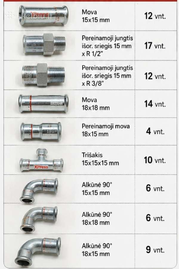 Xpress Presuojamų Fitingų komplektas santechnikui - nuotraukos Nr. 2