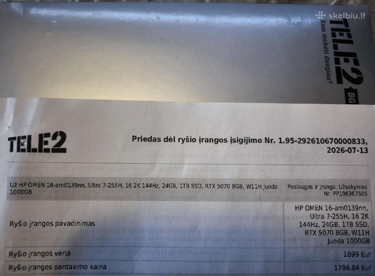 Praktiškai Naujas Hp Omen 16 Su Garantija - nuotraukos Nr. 2