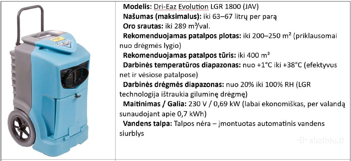 Drėgmės surinkėjo oro sausintuvo Nuoma Vilniuje - nuotraukos Nr. 6