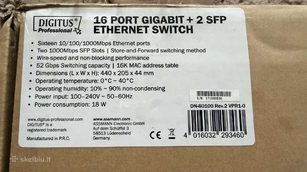 Naujas Digitus Dn-80100 Gigabit Switch 16port - nuotraukos Nr. 5