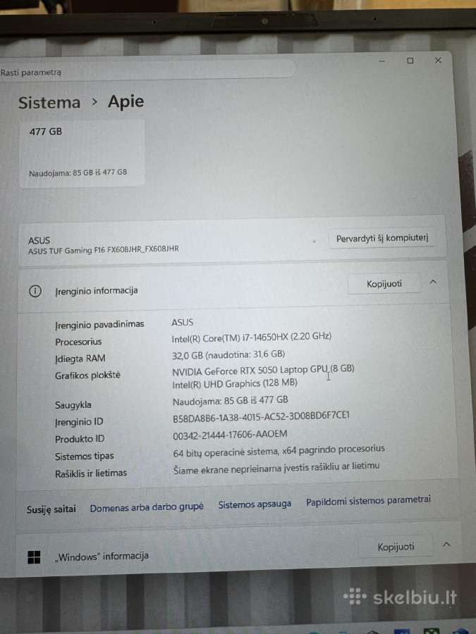 Asus Tuf Gaming F16 2026 - nuotraukos Nr. 8
