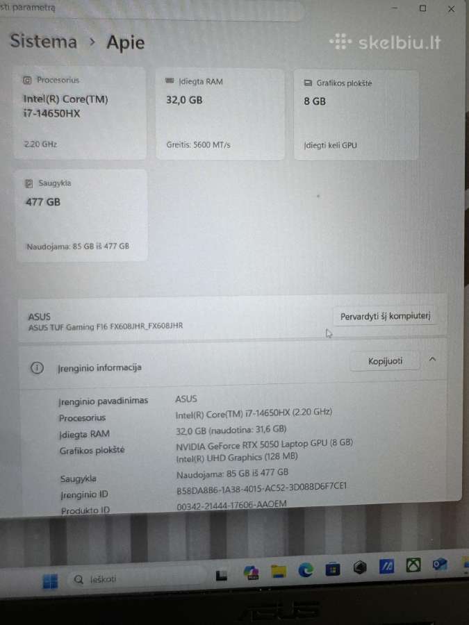 Asus Tuf Gaming F16 2026 - nuotraukos Nr. 9