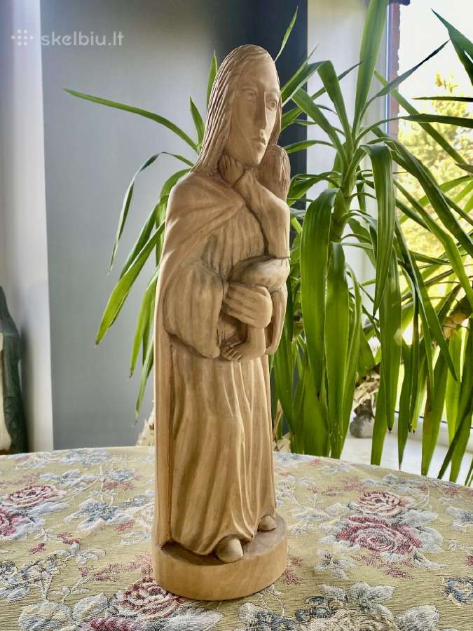 Medinė Lietuviška Mergelės Marijos skulptūra - nuotraukos Nr. 3