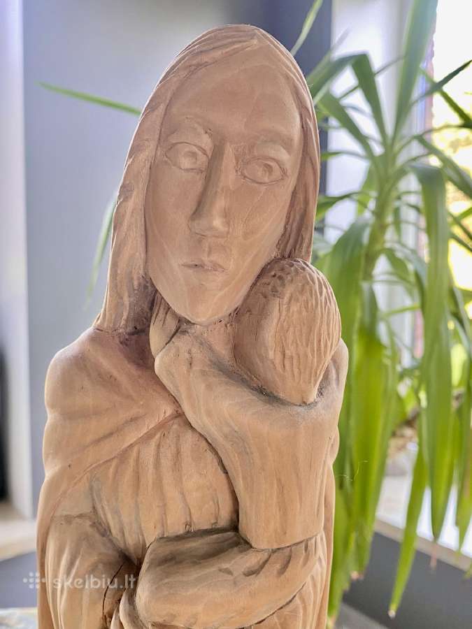 Medinė Lietuviška Mergelės Marijos skulptūra - nuotraukos Nr. 7