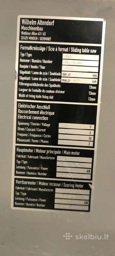 Altendorf F45 sliding table saw - nuotraukos Nr. 7