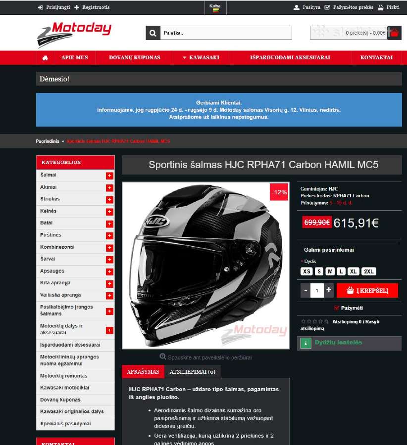 Visiškai naujas Hjc carbon XL 60-61cm - nuotraukos Nr. 7
