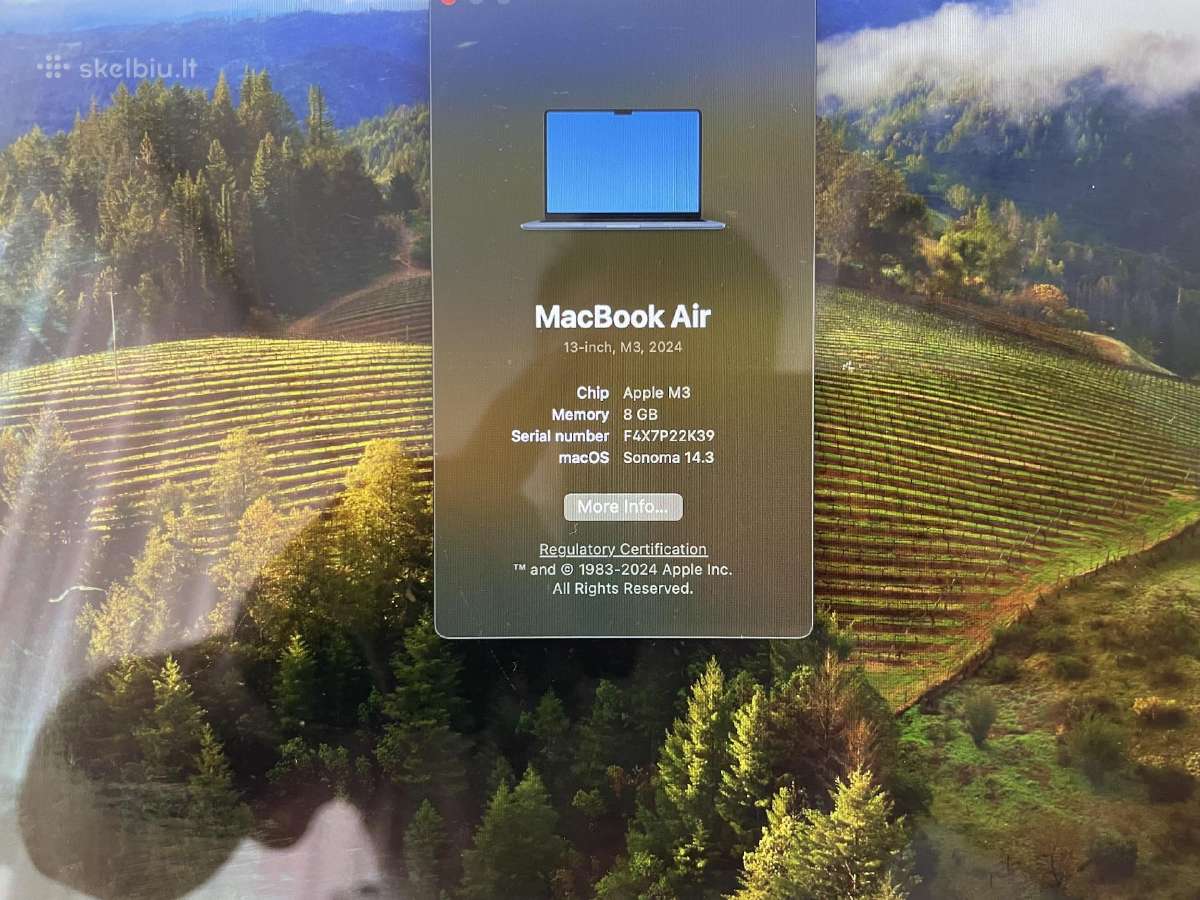 MacBook Air M3 8gb 512gb SSD Midnight - nuotraukos Nr. 4