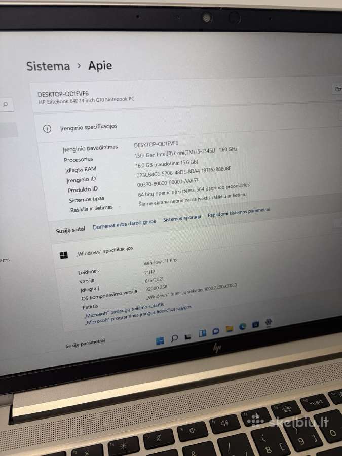 Hp Elitebook 640 G10 2024 i5-13th 16 RAM 256nvme - nuotraukos Nr. 2