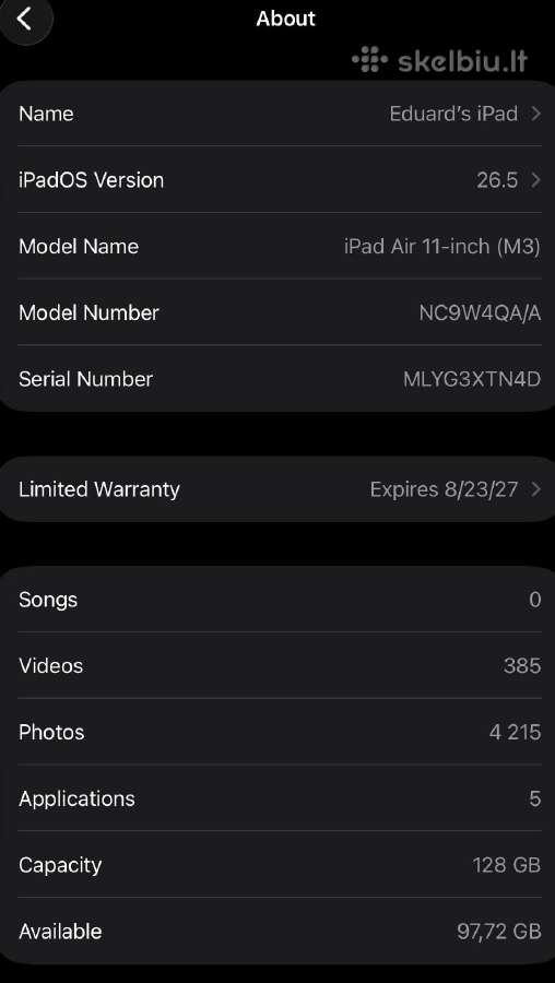 iPad Air 11" M3 128gb Wi-fi + Magic Keyboard - nuotraukos Nr. 7