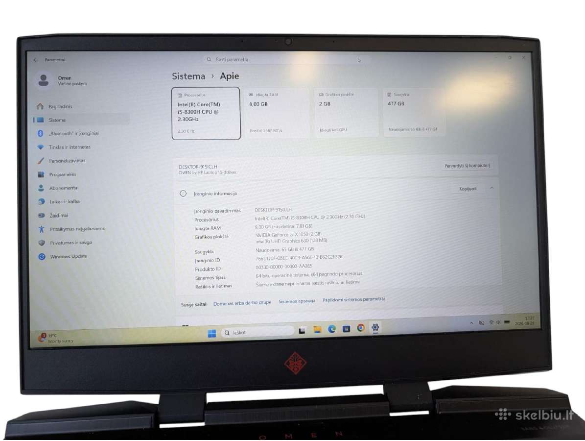 Hp Omen 15 – i5-8300h / 8gb/512gb SSD / Gtx 1050 - nuotraukos Nr. 3