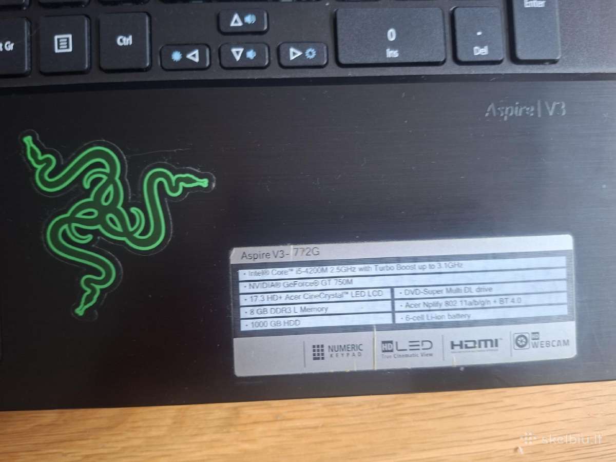 Acer V3-772g i5/SSD-1tb/17.3/nvidia GT 750m - nuotraukos Nr. 3