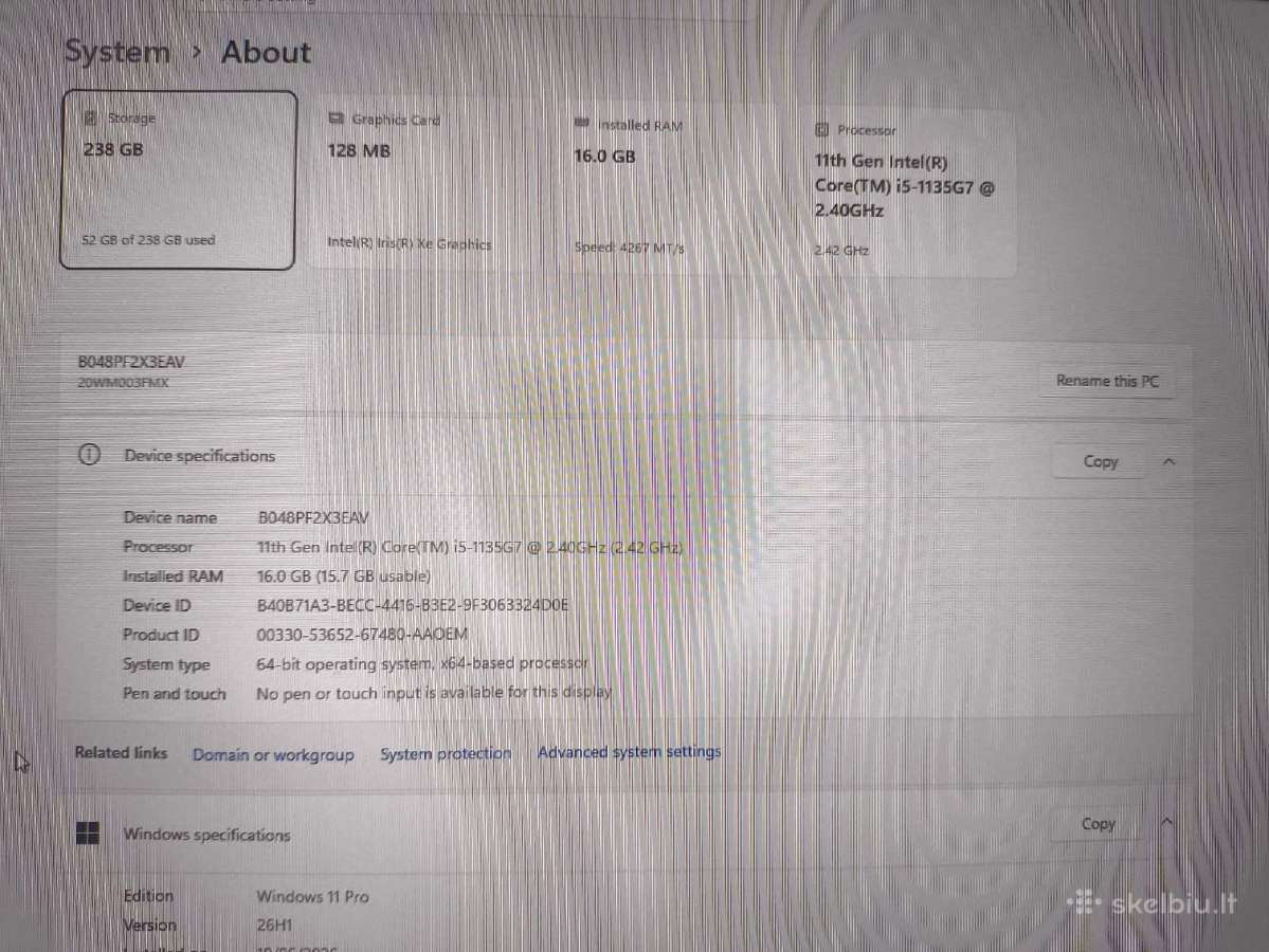 T14 14.0 Fhd Ips i5-1135g7 16 256 21% A Grade - nuotraukos Nr. 4