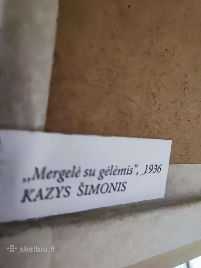 Kazio Šimonio Mergelė su gėlėmis reprodukcija - nuotraukos Nr. 2