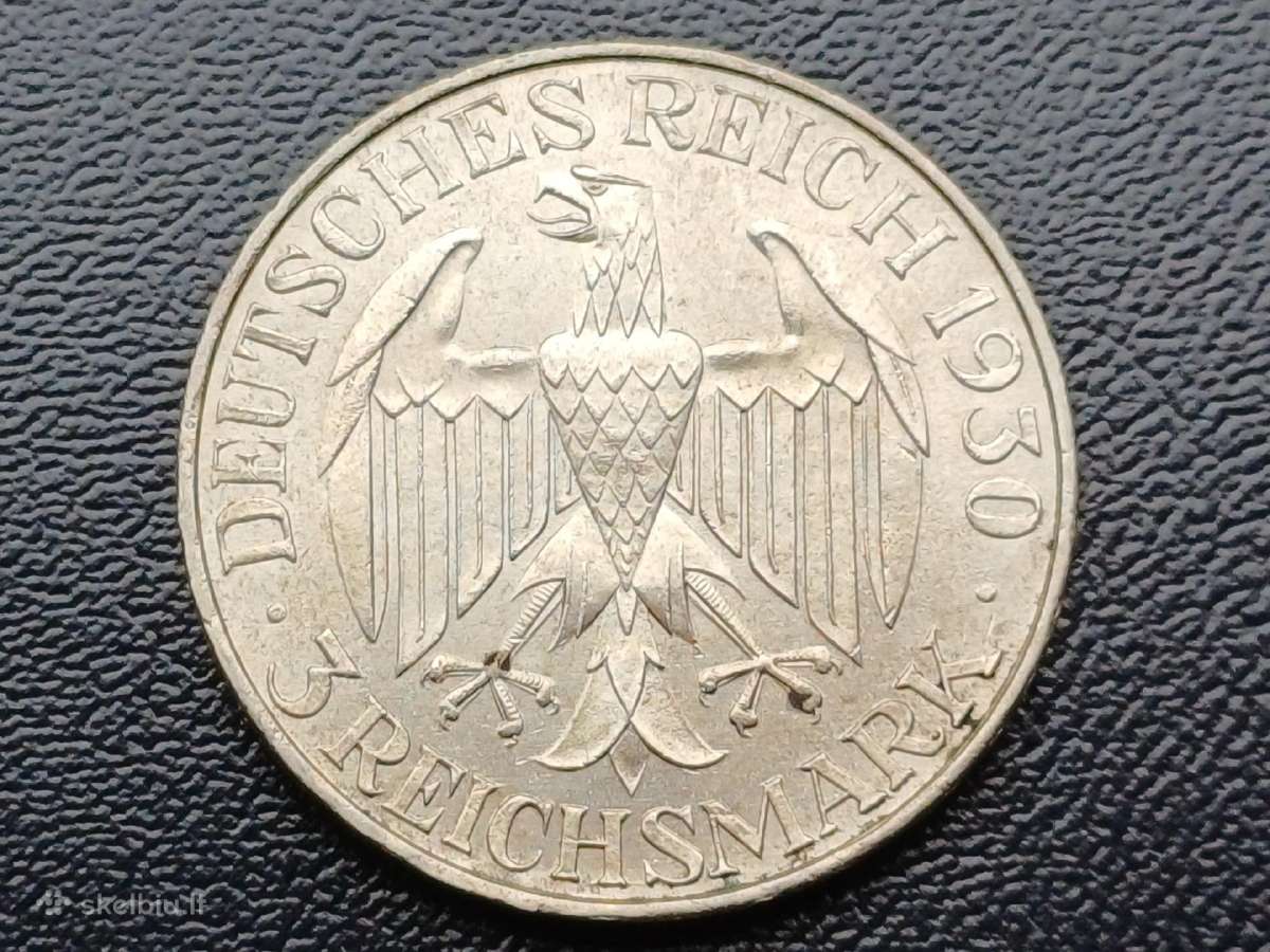 3 markes 1930m. Vokietija sidabras - nuotraukos Nr. 2