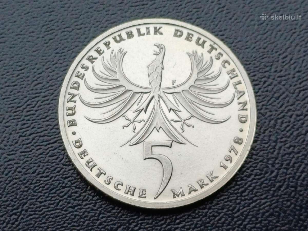 5 markes 1978m. Vokietija sidabras - nuotraukos Nr. 2
