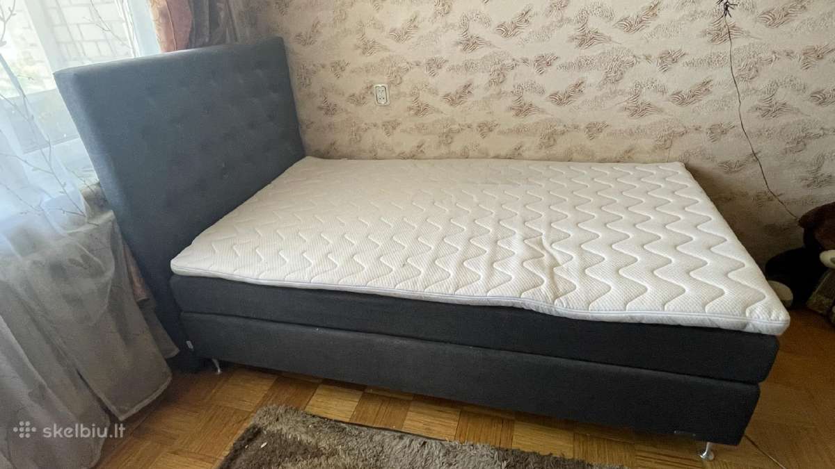 Plati viengulė lova su čiužiniu bei antčiužiniu - nuotraukos Nr. 4
