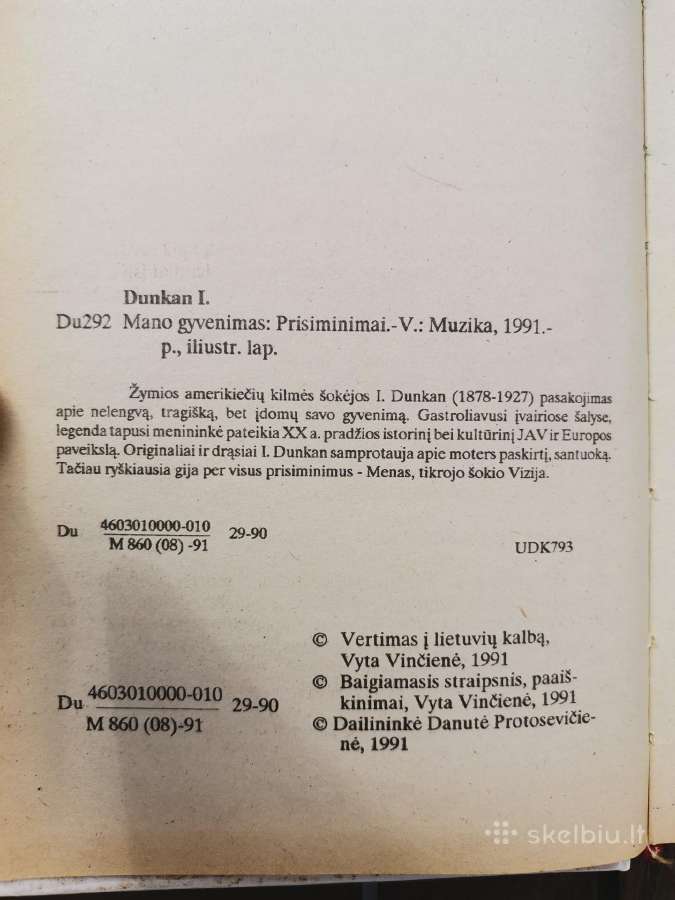 Knyga: "Mano gyvenimas" Izadora Dunkan - nuotraukos Nr. 2