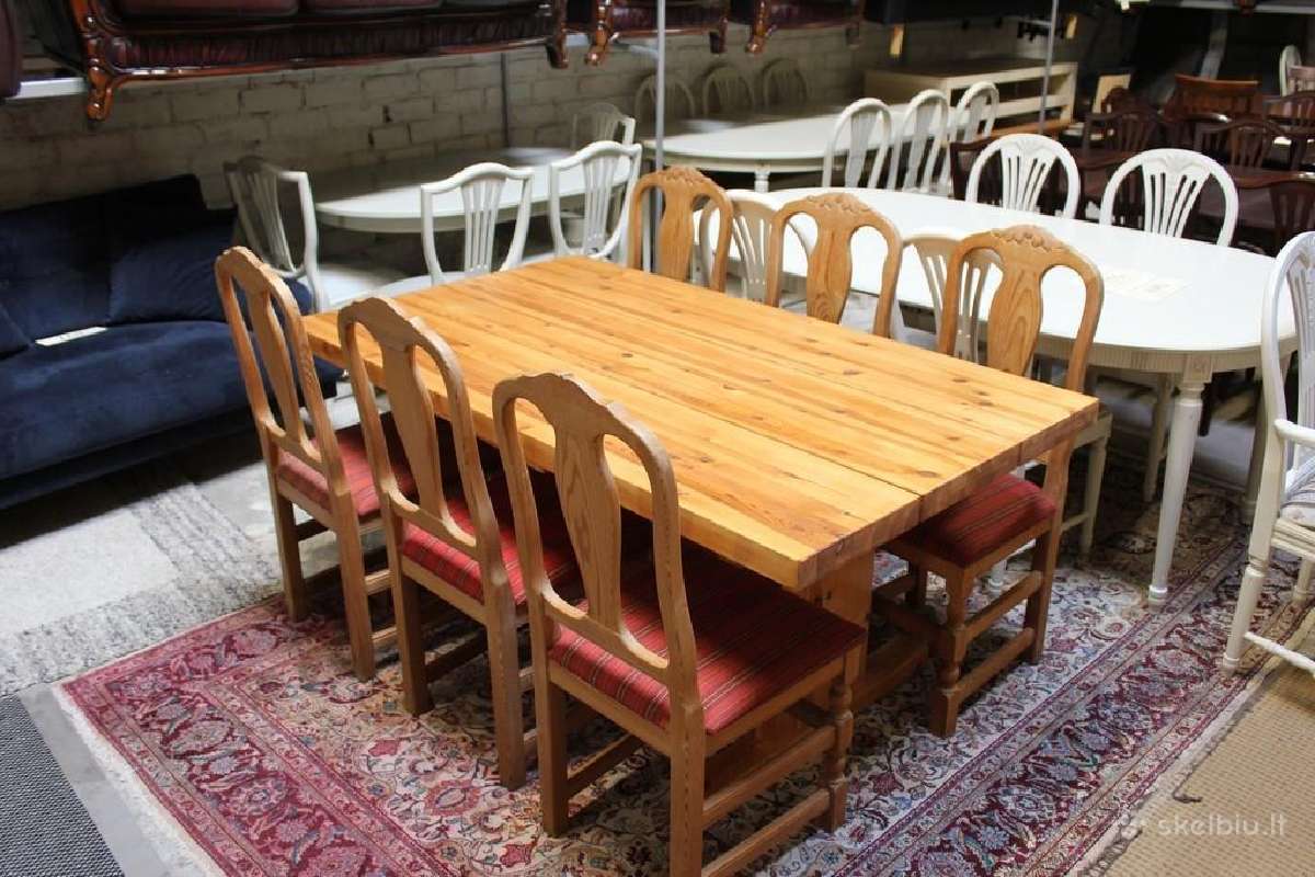 Išskleidžiamas stalas su 6 kėdėmis - nuotraukos Nr. 9