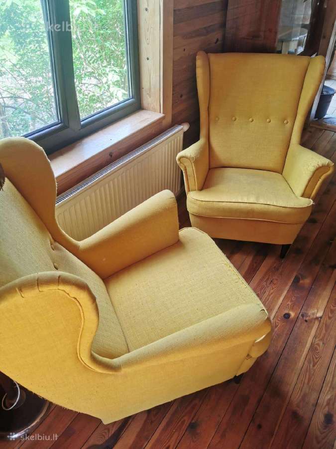 Du Ikea Strandmon geltoni foteliai - nuotraukos Nr. 7