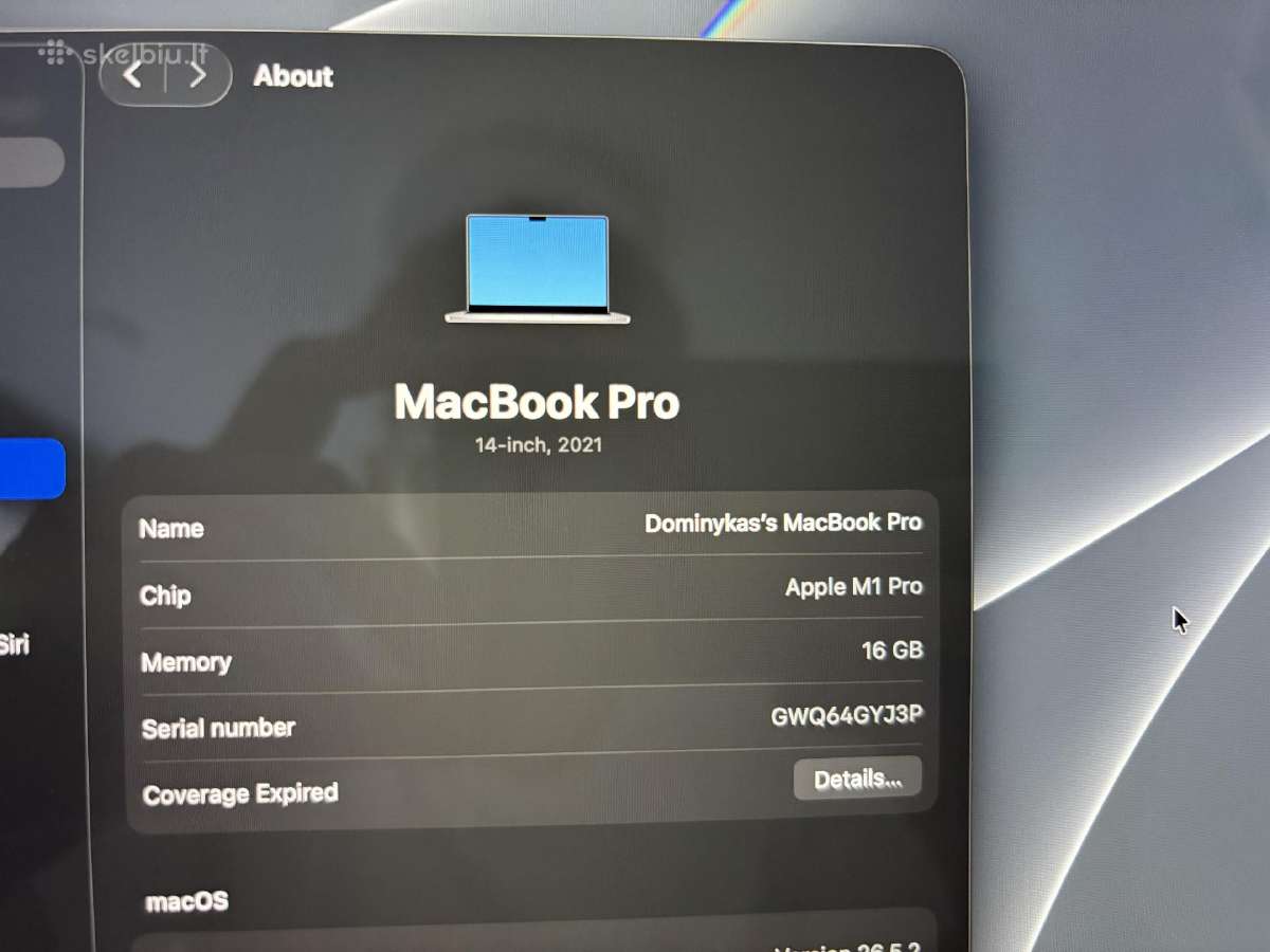MacBook Pro 14 M1 Pro 1tb SSD 16gb RAM - nuotraukos Nr. 8