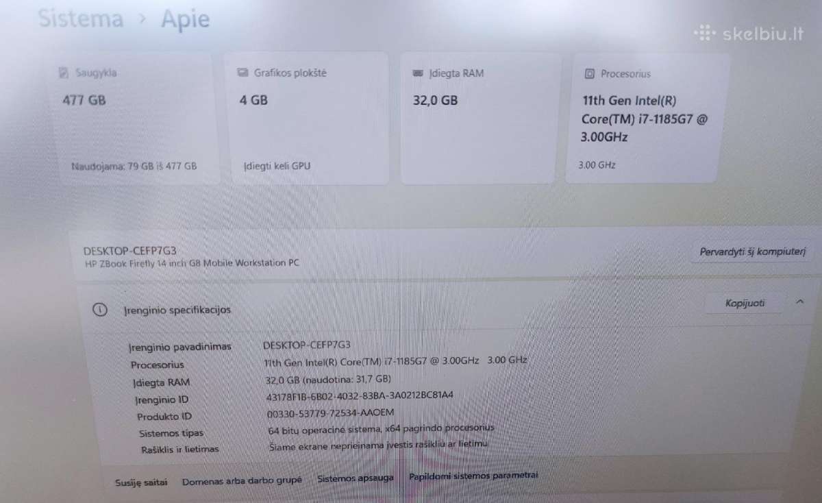 Hp Zbook 14 G8 Intel I7-1185g7 32gb 512gb - nuotraukos Nr. 4