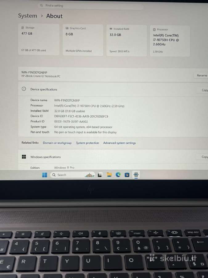 Hp Zbook Create G7 i7 Rtx - nuotraukos Nr. 13