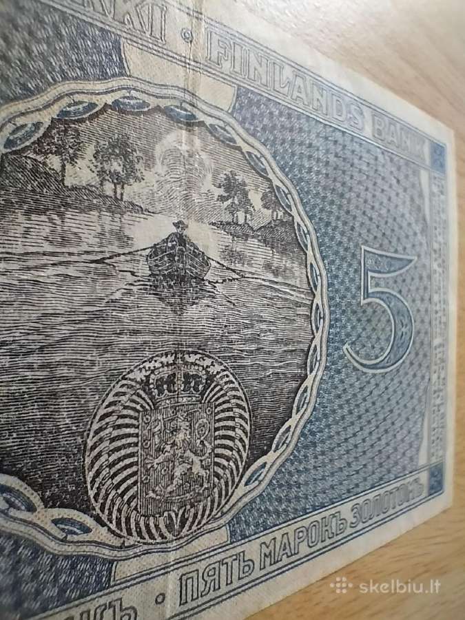 Geros būklės 1909 m. suomiškas 5 markių banknotas - nuotraukos Nr. 6
