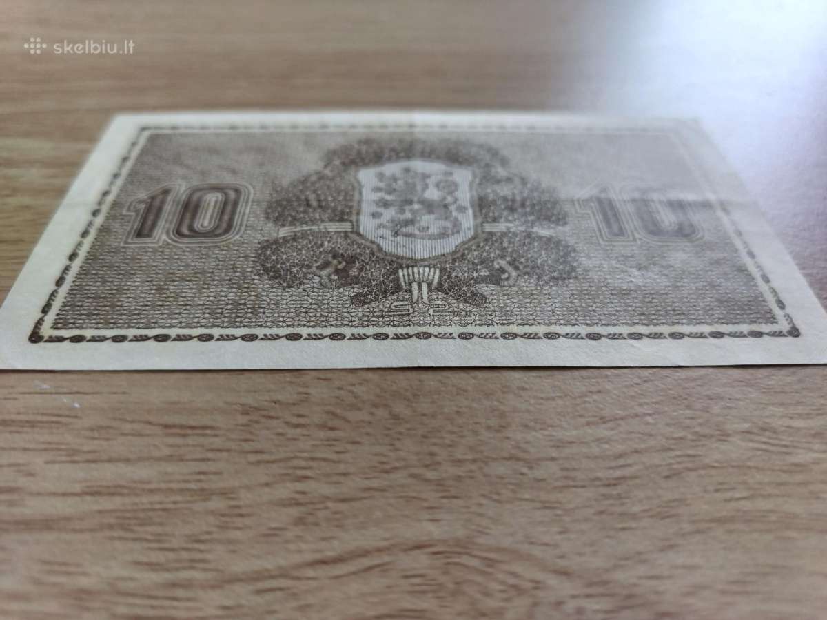 Apunaujas Suomijos banknotas 10 Markkaa 1939 m - nuotraukos Nr. 4