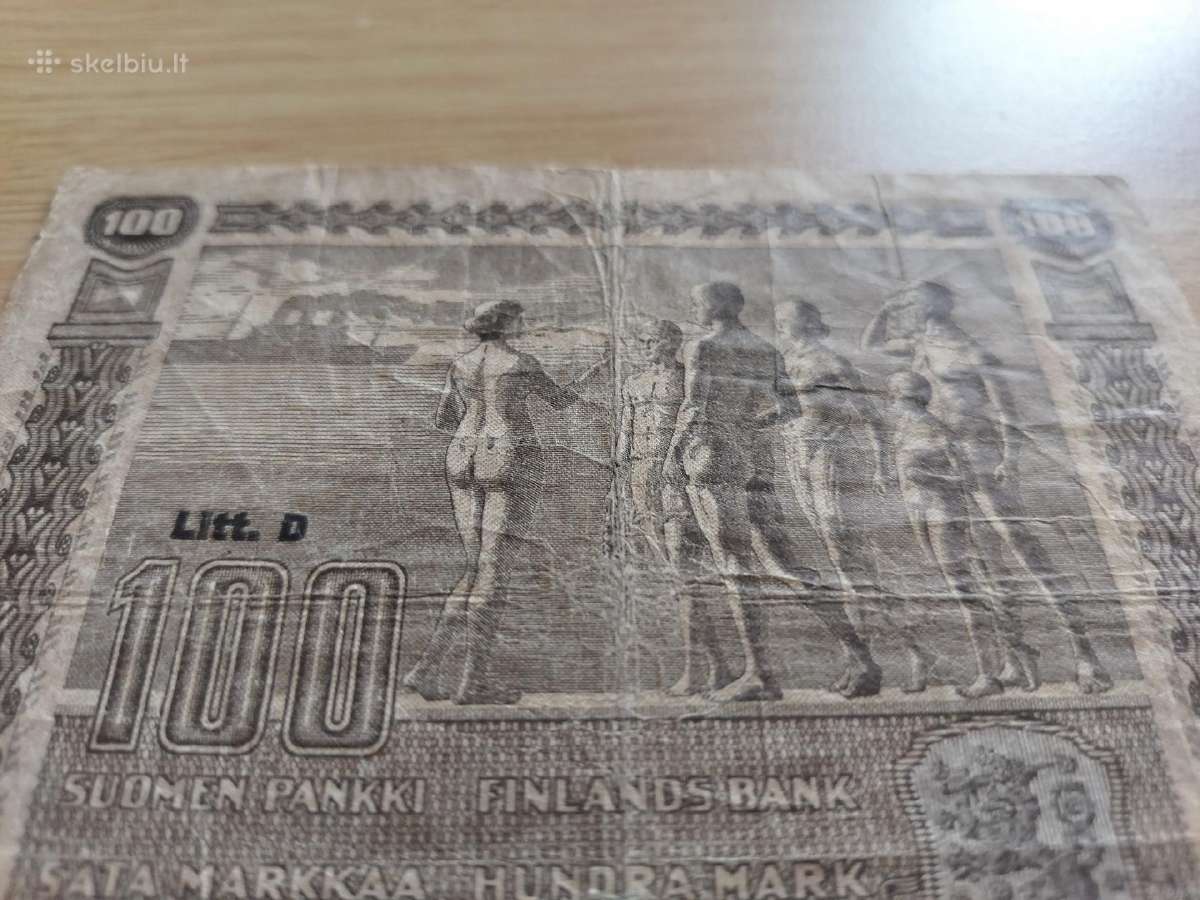 Suomijos banknotas 100 Markkaa 1939 m - nuotraukos Nr. 3