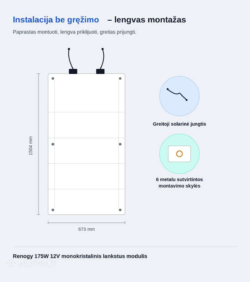 Lankstus saulės fotovoltinis modulis (panelė) 175w - nuotraukos Nr. 4