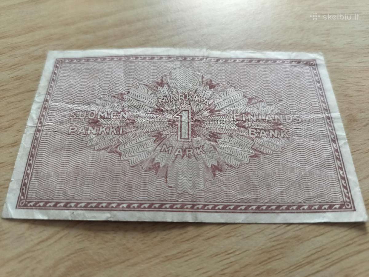 Suomijos banknotas 1 Markkaa 1918 m - nuotraukos Nr. 3