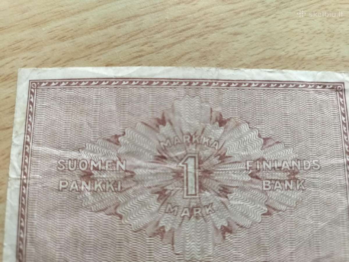 Suomijos banknotas 1 Markkaa 1918 m - nuotraukos Nr. 4