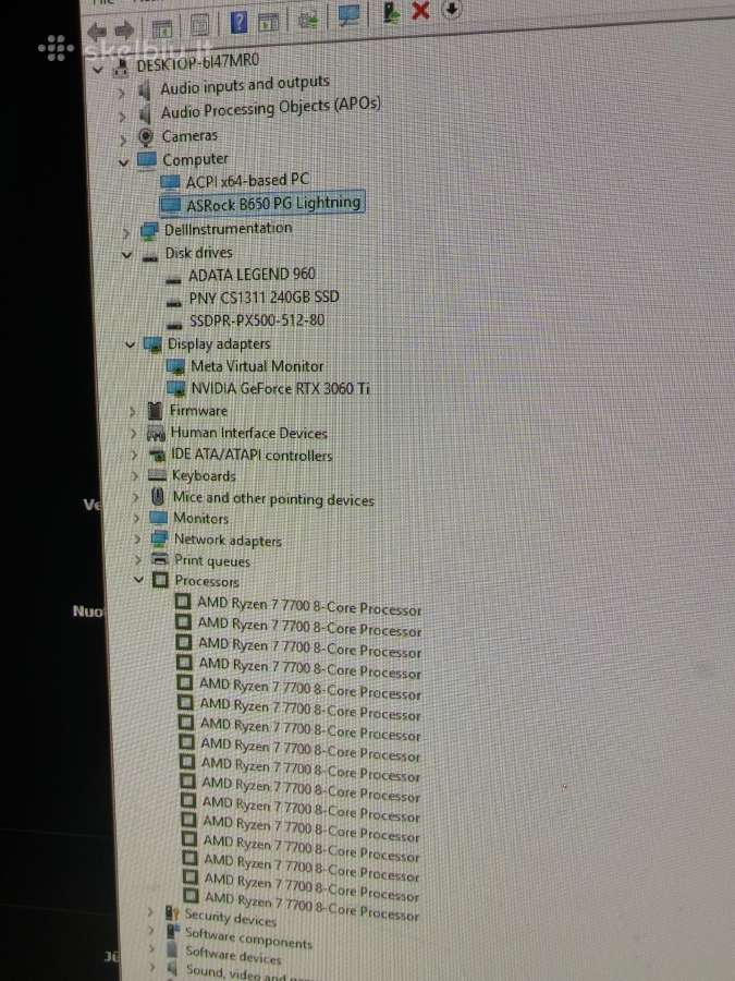 Ryzen 7 7700, Rtx 3060 Ti, 32gb Ddr5, 1tb Nvme - nuotraukos Nr. 2
