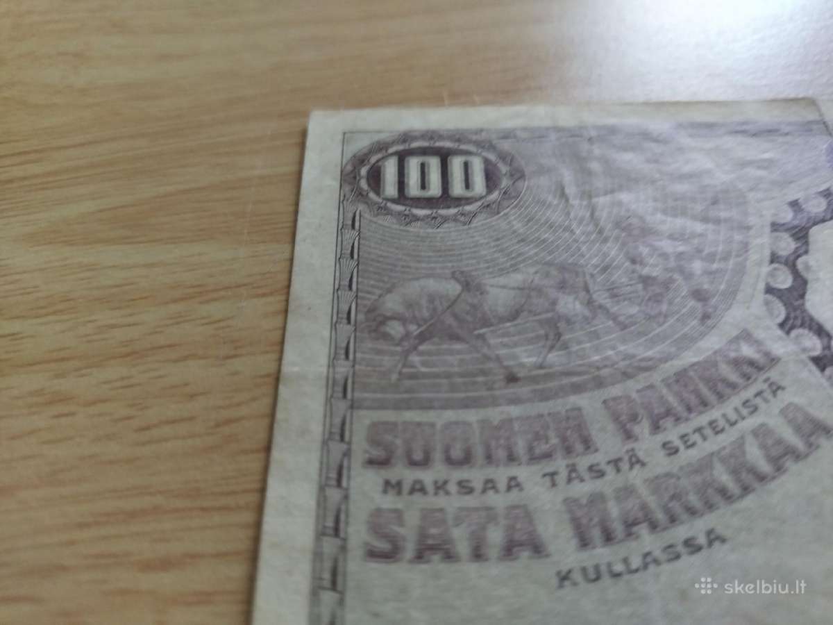 Suomiškas100 markų banknotas 1909 m. Nr. 2911359 - nuotraukos Nr. 4