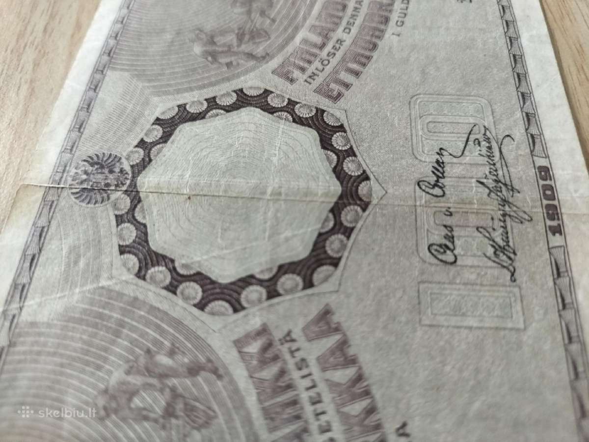 Suomiškas100 markų banknotas 1909 m. Nr. 2911359 - nuotraukos Nr. 5