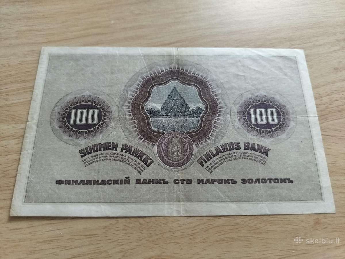 Suomiškas100 markų banknotas 1909 m. Nr. 2911359 - nuotraukos Nr. 8
