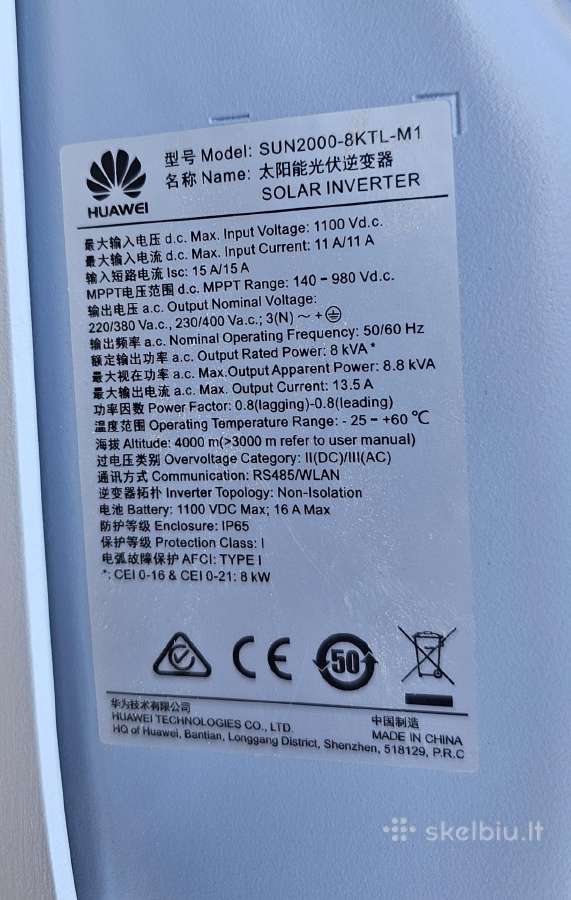 Huawei saulės inverterį Sun2000-8ktl-m1 - nuotraukos Nr. 3