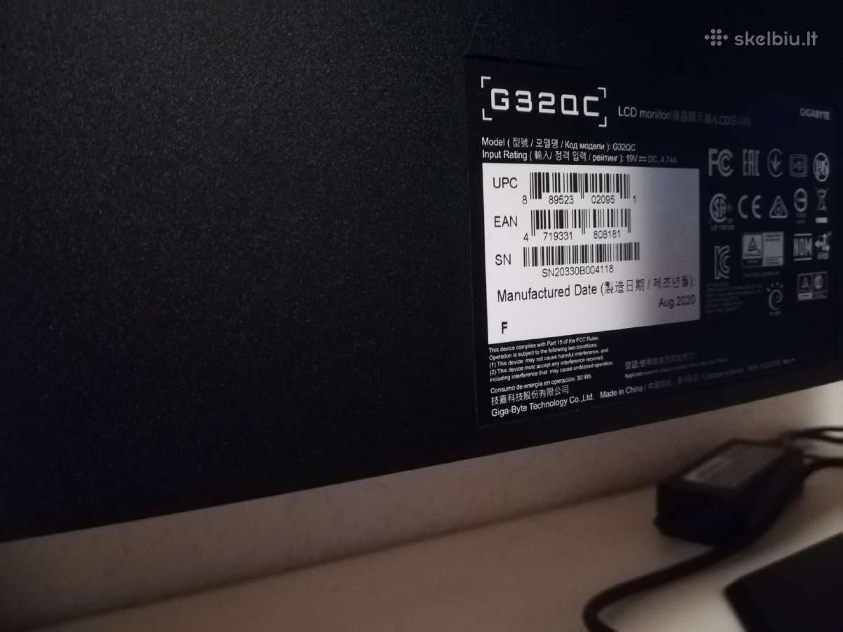 „gigabyte“ Lenktas žaidimų monitorius G32qc - nuotraukos Nr. 8