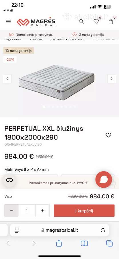 Beveik naujas čiužinys - nuotraukos Nr. 2