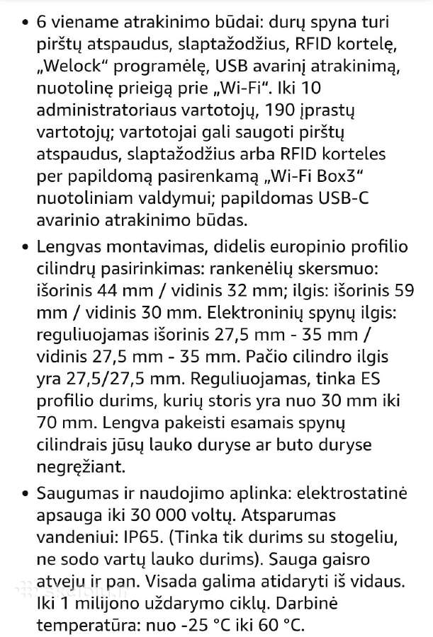 Welock smart lock išmanioji spyna touca51 - nuotraukos Nr. 7