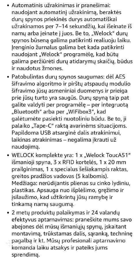 Welock smart lock išmanioji spyna touca51 - nuotraukos Nr. 8