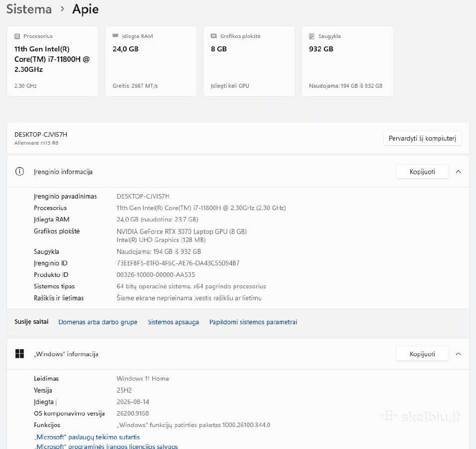 Alienware m15 R6 - nuotraukos Nr. 3